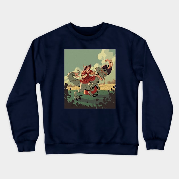 dino racer-velociraptor Crewneck Sweatshirt by sythelum